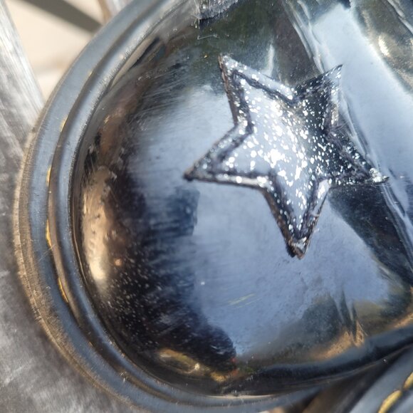 Kids Dr. Martens 1460 Black Patent leather Star Glitter Lace up boots Size 3 US - Picture 10 of 12